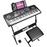 RockJam RJ761-SK 61 Toetsenbordpianokit 61 toetsen Digitale piano Toetsenbord Bank Toetsenbordstandaard Hoofdtelefoon Sustainpedaal en gewoon piano Toepassing, 61 Key, Zwart