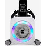 RockJam Oplaadbare Bluetooth-karaokemachine van 8 watt met twee microfoons, stemveranderende effecten en LED-verlichting - zwart