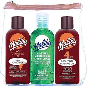 Malibu - Travel Sun Set - Bruiningsolie & Bronzingolie & After Sun Gel - 3 x 100 ml