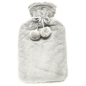 Warmwaterkruik - 2 Liter - Natuurrubber- Luxe zachte Pluche - Grijs