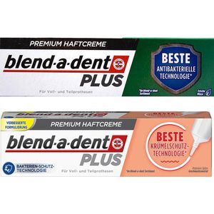 Blend-a-dent - Plus Premium kleefcrème – Anti-Kruimel formule - voor gebit en deelprothese - Voordeelset 2 stuks a 40 gram! - Frisse smaak.