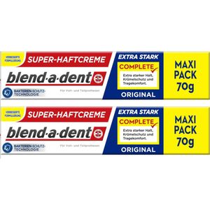 Blend-a-dent - Super kleefcrème - Extra Sterk - voor gebit en deelprothese - Voordeelset 2 stuks Maxipack a 70 gram!!