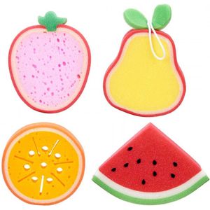NTB Bad- en Douchespons - Medium - 4 Soorten Fruit - Voordeelset 4 stuks!!