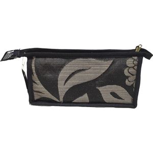 Vagabond Gusset Bag ""Amelie"" Make-up/Toilet-tasje - Zwart/Zilver - Afmeting 20 x 5 x 10 cm.