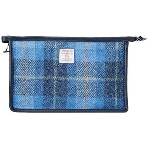 Vagabond Bags Harris Tweed Blue Check Holdall Bag Toilettas, 24 cm, blauw (Mid Blue)