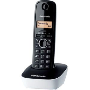 Panasonic KX-TG1611JTW Draadloze DECT-telefoon met wandvoet, zwart/wit