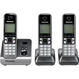 Panasonic KX-TG6723GB Trio draadloze telefoon met 2 extra handsets (4,6 cm (1,8 inch) display, smart-knop, handsfree, antwoordapparaat) zwart/zilver