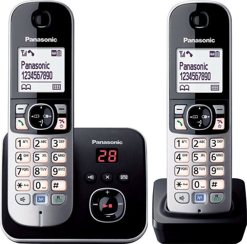 Panasonic KX-TG6822GB DECT draadloze telefoon met antwoordapparaat, 2 telefoons + antwoordapparaat, zwart [Geïmporteerd uit Duitsland] [geïmporteerde versie]