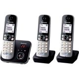 Panasonic KX-TG6823GB DECT Schnurlostelefon mit Anrufbeantworter (3 Mobilteile, strahlungsarm, Eco-Modus, GAP Telefon, Festnetz) schwarz