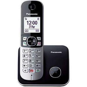 Panasonic KX-TG6851JTB draadloze DECT telefoon, 1,8 inch LCD-scherm, slank en compact ontwerp, zwart