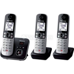 Panasonic KX-TG6863 DECT-telefoon met antwoordapparaat- Zwart, Zilver- 3 handsets