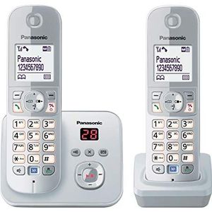 Panasonic KX-TG6822GS, KX-TG6822 DECT Draadloze Telefoon, met Antwoordapparaat, 2 Telefoons + Antwoordapparaat, DUO, Parelzilver,Duo mit Anrufbeantworter