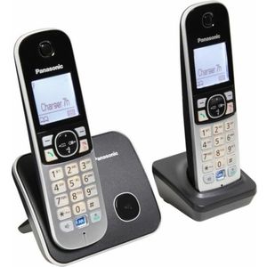 PANASONIC Dect residentiële telefoon - TG6812 - Duo zonder antwoordapparaat - Zilver en zwart