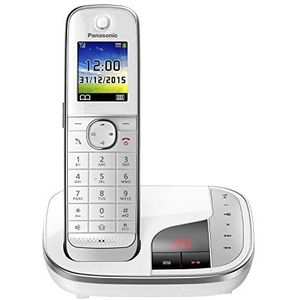 Panasonic KX-TGJ320GW familiefelefoon met antwoordapparaat (draadloze telefoon, lage straling, oproepbescherming, DECT-basisstation, handsfree) wit