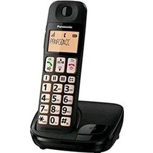 Panasonic KX-TGE110JTB Digitale draadloze telefoon (DECT), eenvoudige bediening, grote toetsen, 3 snelkeuzetoetsen, compatibiliteit met gehoorapparaten, zwart