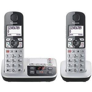Panasonic KX-TGE522GS, Seniortelefoon Met Antwoordapparaat, Noodoproepknop, Draadloze Telefoon, Zwart-Zilver
