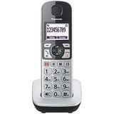 Panasonic KX-TGQ500GS Senior telefoon (DECT IP-telefoon (draadloos) met grote knoppen, noodknop, gepensioneerde telefoon voor hoortoestellen) Zilver