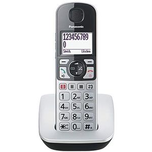 Panasonic KX-TGE510GS Seniorentelefoon met noodoproep, grote toetsentelefoon, draadloos, zilver-zwart