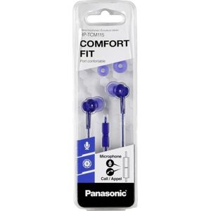 Panasonic RP-TCM115E-A in-ear hoofdtelefoon voor mobiele telefoons, verwisselbaar paspoortstuk (S/M/L) blauw