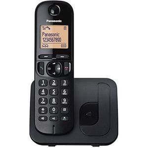 Panasonic Draadloze vaste telefoon met lcd-display, nummerherkenning, telefoonboek met 50 nummers, navigatietoets, ECO-modus en ruisonderdrukking (KX-TGC210) zwart