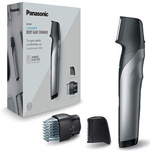 Panasonic ER-GK80-S503 Oplaadbare lichaamtrimmer voor heren (mesvorm, i-Shaper, roestvrij staal, lange batterijduur, accessoires voor delicate zones, 20 lengtes, 2 kammen en hoes), zwart