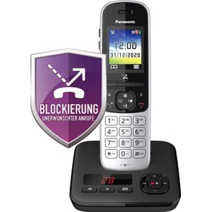 Panasonic draadloze telefoon KX-TGH7, 1 telefoon + antwoordapparaat, zwart-zilver