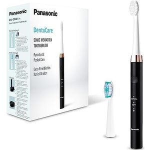 Panasonic EW-DM81-K503 Elektrische tandenborstel, 2 opzetborstels inbegrepen, timer, 2 bedrijfsmodi, ergonomisch design, 31.000 bewegingen per minuut, geluidstrillingen, zwart