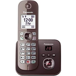 Panasonic KX-TG6861GA draadloze telefoon met antwoordapparaat (tot 1000 telefoonnummers, duidelijke lettergrootte, krachtige handset, full duplex handsfree) mokka bruin