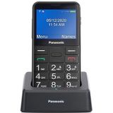Panasonic KX-TU155 SIM-mobiele telefoon voor senioren, 2,4 inch display, geheugen tot 32 GB, noodknop met laadstation, zwart