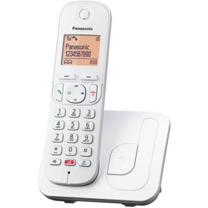 Panasonic KX-TGC250SPW Digitale draadloze telefoon voor senioren met oproepblokkering, gemakkelijk af te lezen display, handsfree, wekker, enkele hoofdtelefoon, wit.