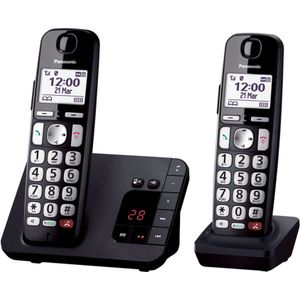 Panasonic KX-TGE262NLB senioren DECT-telefoon duo met antwoordapparaat Nummerherkenning Zwart