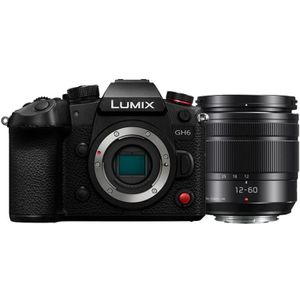 Panasonic Lumix DC-GH6 + H-FS 12-60 mm f/3.5-5.6 OIS Kit (12 - 60 mm, 25.21 Mpx, Micro Vier Derde), Camera, Zwart