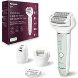 Panasonic ES-EY70-G503 Nat en Droog Epileerapparaat, Dubbele schijf met 60 Pincetten, Flexibele 90° Draaibare Kop, 3 Snelheden en Led-lampje, Draadloos, Ontharingsapparaat, Voetverzorgingskop