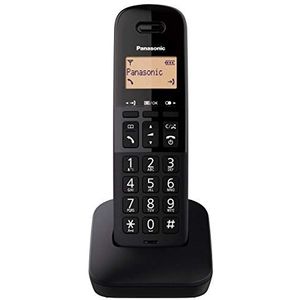 Panasonic KX-TGB610SPB Digitale draadloze telefoon, basiseenheid en 1 hoofdtelefoon, beller-ID en oproepblokkering, verbeterd volume van de ontvanger, schokbestendig, LCD-display, zwart