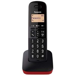 Panasonic KX-TGB610SPR Digitale draadloze telefoon, basiseenheid en 1 hoofdtelefoon, oproepidentificatie en blokkering, verbeterd volume van de ontvanger, schokbestendig, LCD-display, rood