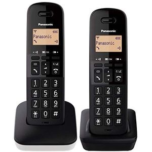 Panasonic KX-TGB612 draadloze telefoon duo, oproepblokkering, 18 uur gesprek, 200 uur standby-tijd, 50 contacten telefoonboek, valbestendig, wit en zwart