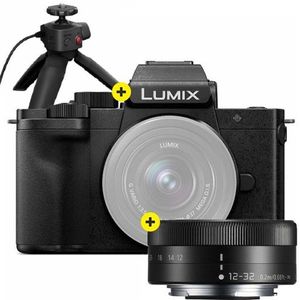 Panasonic Lumix DC-G110VEG-K systeemcamera (20 MP, 4K, beeldstabilisator, 7,5 cm touch, 12-32 mm lens, statiefgreep, zwart)