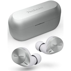 Technics EAH-AZ60M2ES Draadloze hoofdtelefoon met ruisonderdrukking, multipoint-bluetooth, comfortabele in-ear, tot 7 uur batterijduur, zilverkleurig