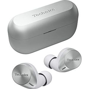 Technics EAH-AZ60M2ES Draadloze oordopjes met ruisonderdrukking, multipoint Bluetooth, comfortabele in-ear hoofdtelefoon met geïntegreerde microfoon, aanpasbare pasvorm, tot 7 uur afspelen, zilver.