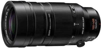 Panasonic Lumix H-RSA100400E Leica DG Vario-Elmar 100-400 mm Ultrazoom F4.0-6.3 Lens, Micro Four Thirds Cameralens, Telelens, Power OIS, Spat-Sstof-/Vriesbestendig, Ideaal Voor Video, Zwart