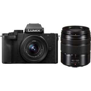 Panasonic Lumix DC-G100DWEGK Micro Four Thirds Spiegelloze Camera met Lumix G Vario 12-32 mm F3.5-5.6 en 35-100 mm F4-5.6 Lenzen, 20,3 MP, 4K 30p en FHD 60 Video, Monitor Vrije Hoek, USB-C, Zwart
