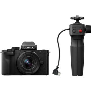 Panasonic Lumix DC-G100DVEGK Micro Four Thirds Spiegelloze Camera met Lumix G Vario 12-32 mm F3.5-5.6 Lens en DMW-SHGR2 Statief Grip, 20,3 MP, 4K 30p/FHD 60 Video,Vlogcamera, Opladen via USB-C, Zwart