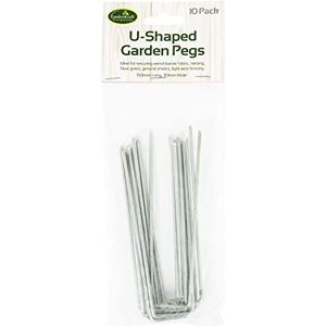 GardenKraft 26610 Set van 10 kunstgras U-haringen, heavy duty, multifunctionele grondharingen, tuinaccessoires