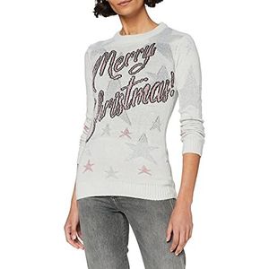 The Christmas Workshop Dames Merry Christmas Stars Jumper, Grijs (Grijs Grijs), L