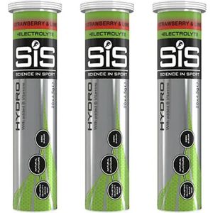 Science in Sport - SIS Go Hydro Bruistabletten - 300mg Elektrolyten - Strawberry & Lime Smaak - 3 x 20 Tabletten