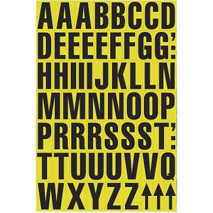 A4-vel met schrifttekens, magnetische letters, VE = 2 st., ondergrond geel