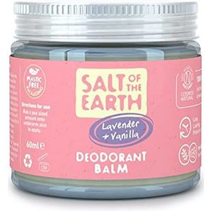Natural Deodorant Balm by Salt of the Earth, Lavender & Vanilla - Vegan, Long Lasting Protection, Leaping Bunny Approved, Plastic Free, Aluminium Free, Made in the UK - 60g