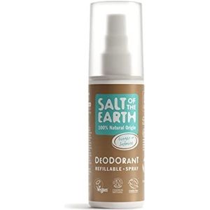 Natural Deodorant Spray by Salt of the Earth, Ginger & Jasmine – Veganistisch, Langdurige Bescherming, Hervulbaar, Leaping Bunny Approved, Made in the UK – 100 ml