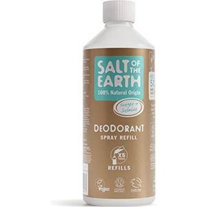 Salt of the Earth Natuurlijke Deodorant Spray Navulling, Gember & Jasmijn - Langdurige Bescherming, Vegan, Dierproefvrij, Anti-transpirant, Geen Witte Vlekken - 500 ML