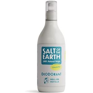 Salt Of the Earth Natuurlijke deodorant, roll-on navulling van, ongeparfumeerd - veganistisch, langdurige bescherming, goedgekeurd door Leaping Bunny, gemaakt in het VK - 525 ml